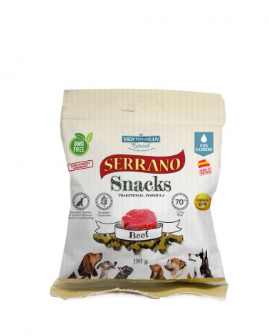 Serrano snacks para perros de buey de Mediterranean Natural